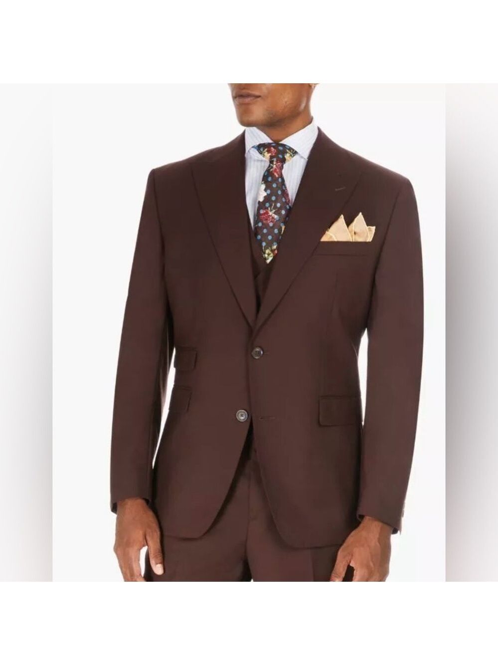 Tayion Collection Men's Classic-Fit Brown Suit Jacket Blazer Sport Coat 44 Reg